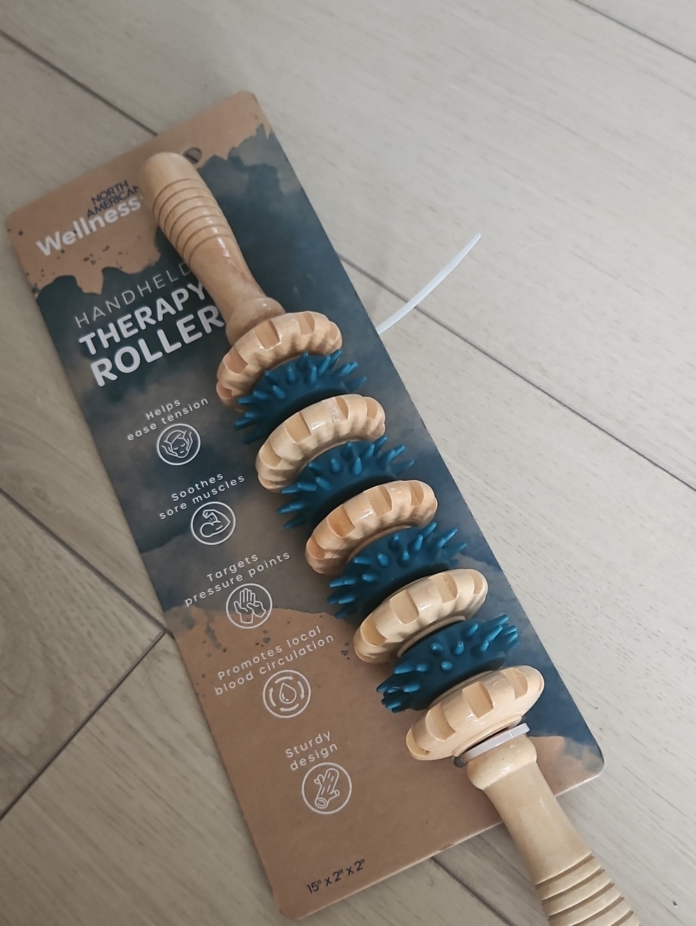 Handheld Therapy Roller - Blue and Natural New